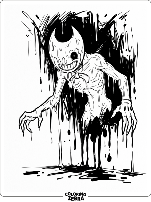 Ink Demon Bendy emerging from dark shadows