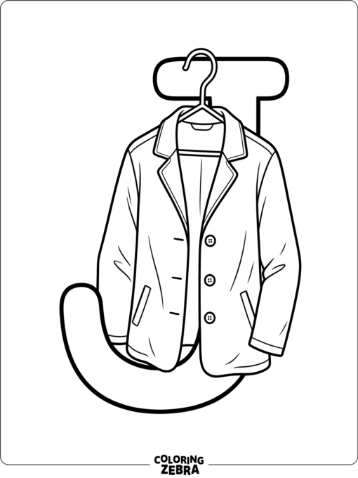 A letter J with a jacket and hanger