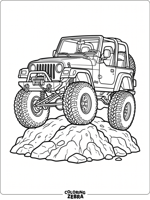 Lifted Jeep on a Rocky Mound