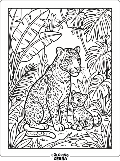 A jaguar mother with her cub