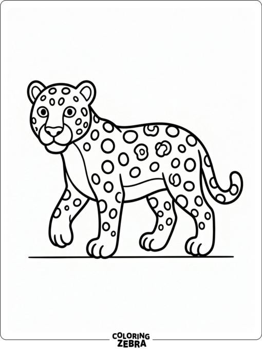A simple jaguar outline with tail and spots