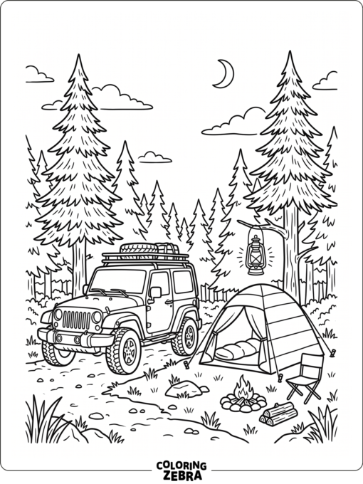 Jeep at a Campsite