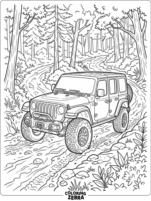 Wrangler Jeep Coloring Sheet