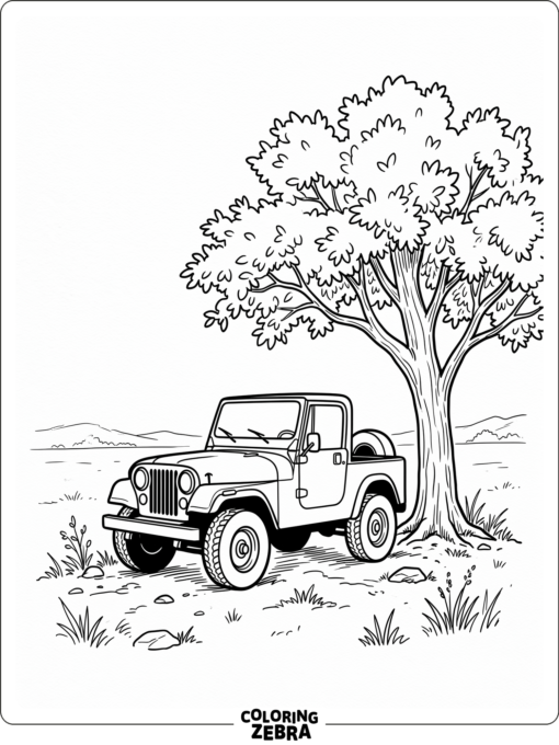 Printable Jeep Scene