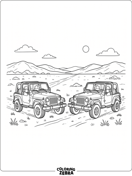 Side by Side Jeep Coloring Sheets