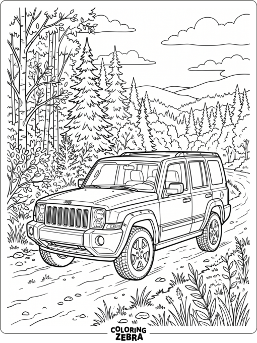 Jeep Commander on a Forest Road