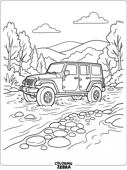 Jeep Crossing a River