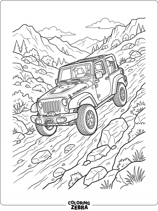 Jeep Rubicon on a Dirt Trail