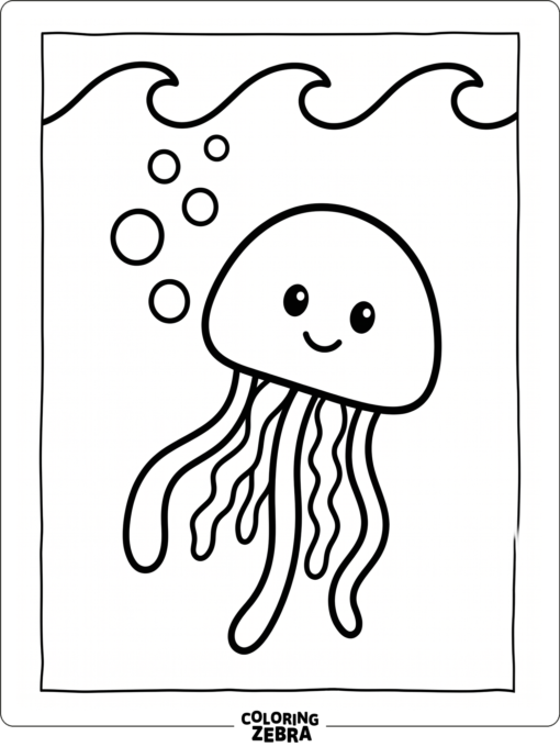 A simple jellyfish under bubbles and wave curves