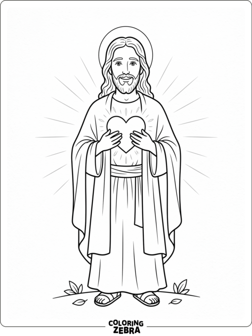 Jesus with a heart and soft rays