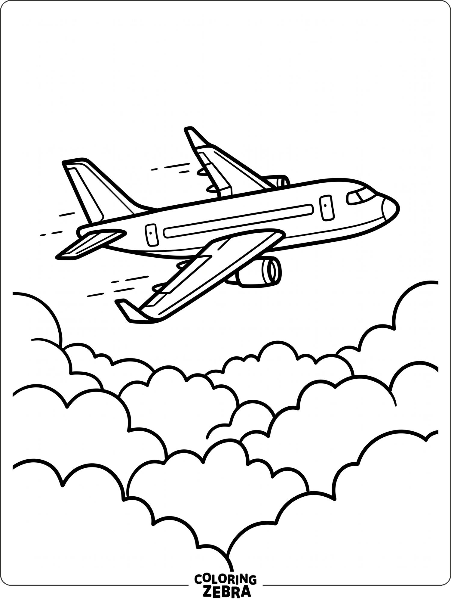 A clean jet airplane flying through the sky with simple clouds
