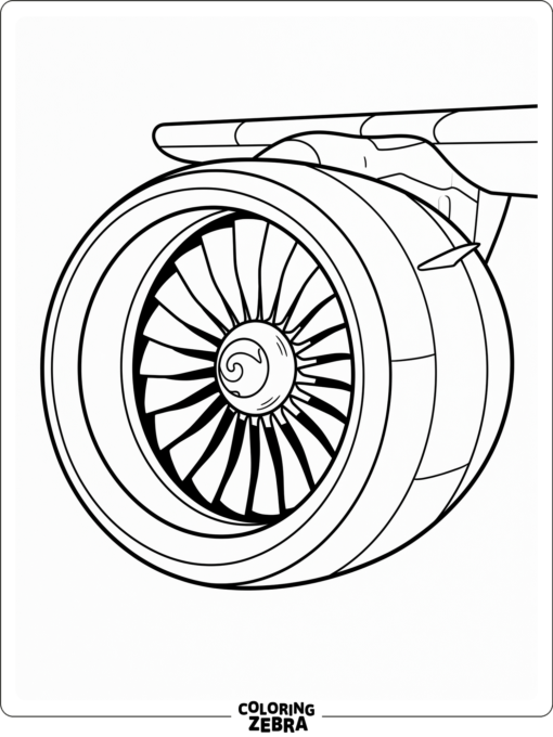 A jet engine with fan blades and a round casing