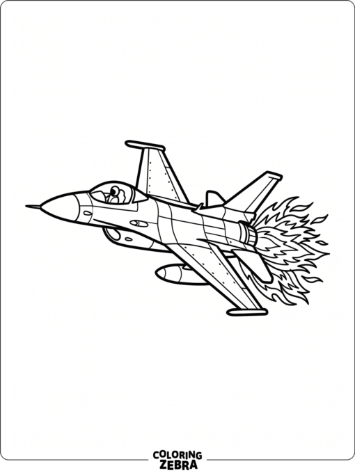 Jet with glowing afterburner flames in flight