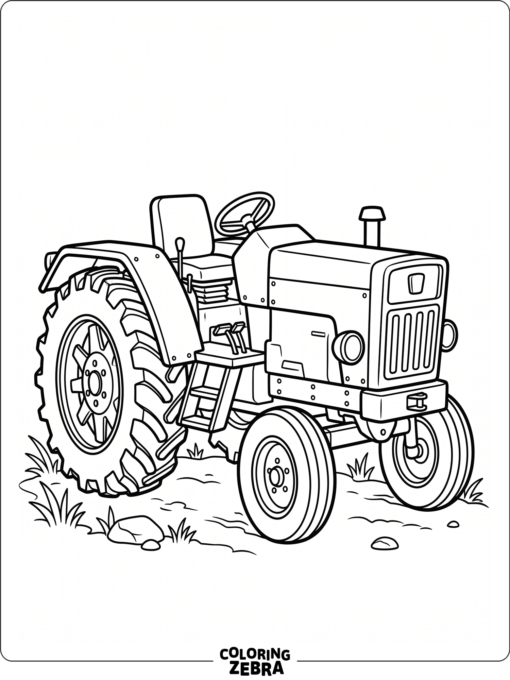 An older farm tractor with a square hood