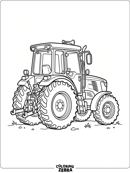 A mid-size tractor with a cab and hitch