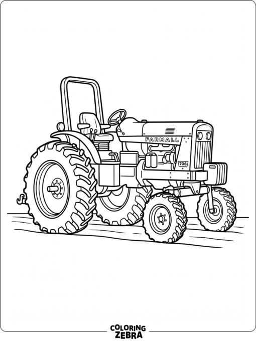 A row crop tractor with wide rear wheels