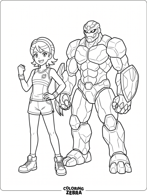 Julie Makimoto with a sporty pose and Bakugan sphere