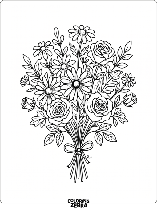 A June bouquet with mixed flowers and leaves