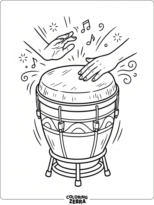 Large drum with hands and rhythmic accents