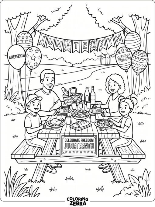 Juneteenth family picnic table with decorations