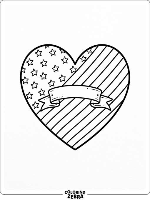 Heart with stars, stripes, and a ribbon banner