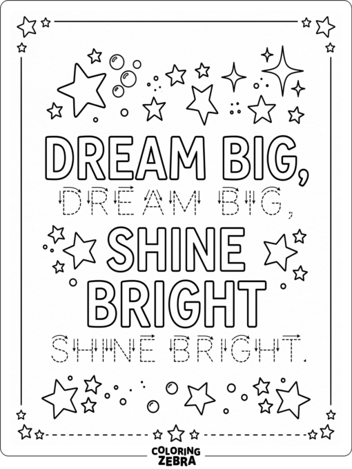 Tracing letters with stars and a short Juneteenth quote