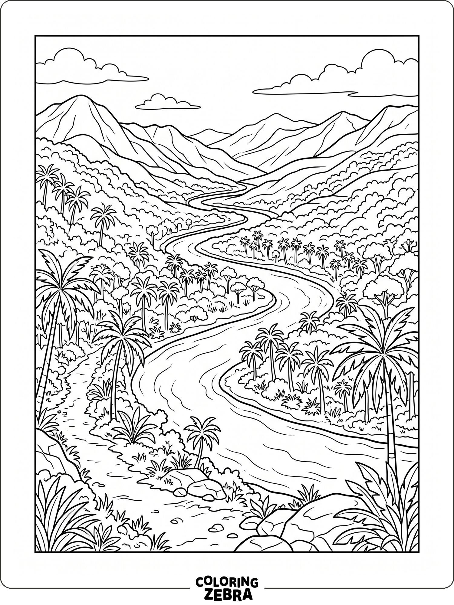 A calm hill scene with a path, trees, and soft mountains in the distance