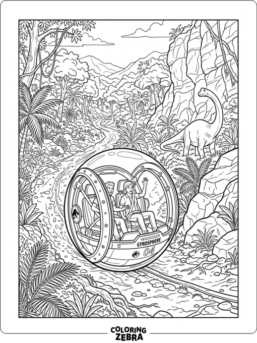 A glass gyrosphere rolling on a jungle track