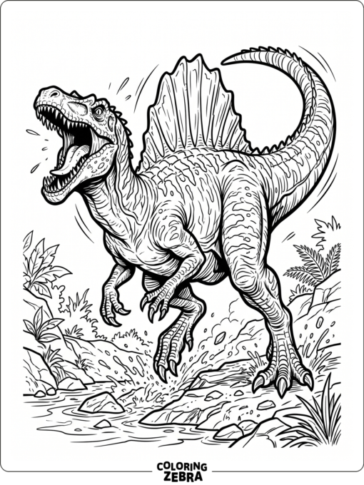 A bold spinosaurus with strong outlines