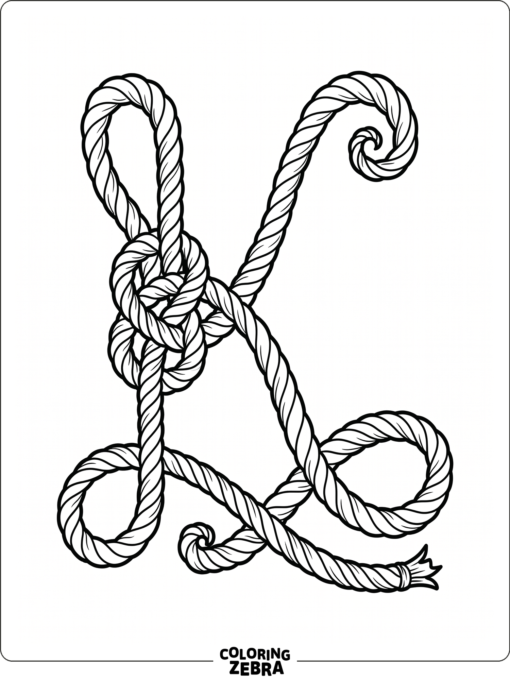 A letter K beside a simple rope knot