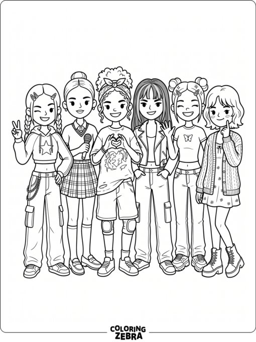 Katseye style Toca Boca group with trendy outfits and poses