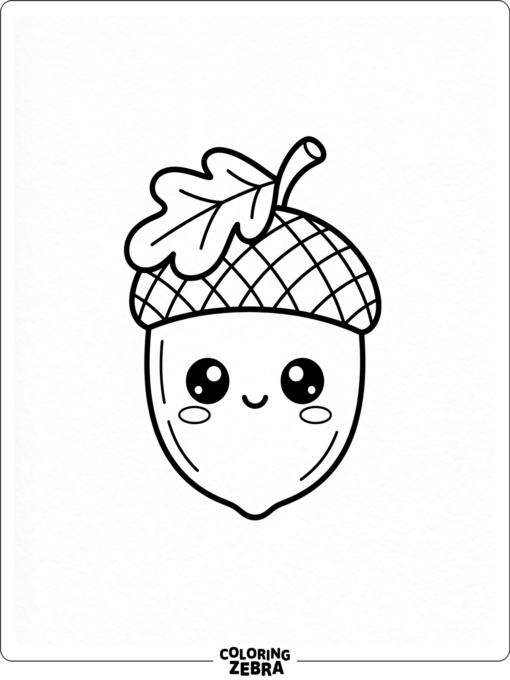 A kawaii acorn with big eyes and a leaf cap