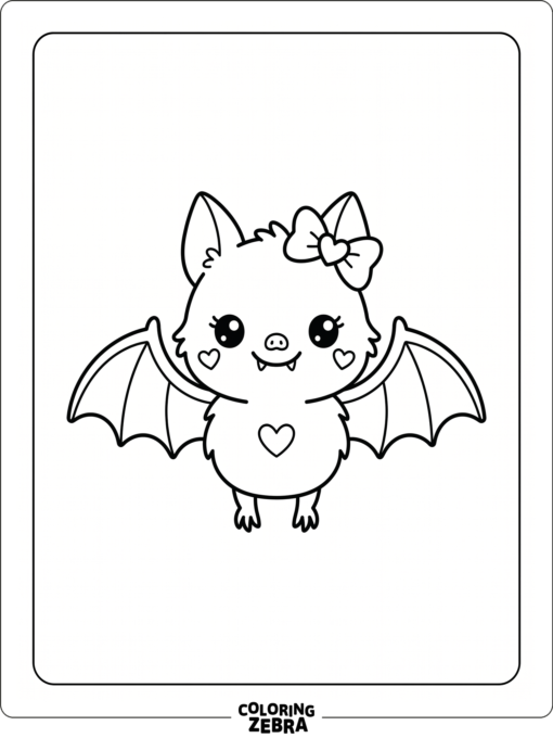 A kawaii bat with tiny paws and a heart