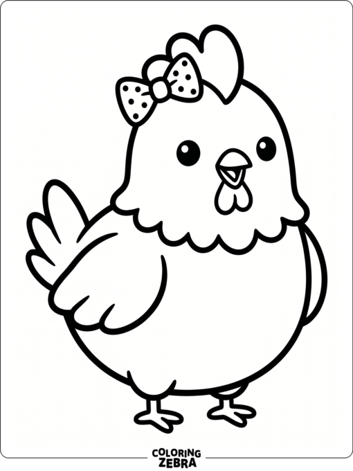 A cute kawaii chicken with a bow