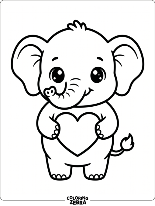 A kawaii elephant with a heart