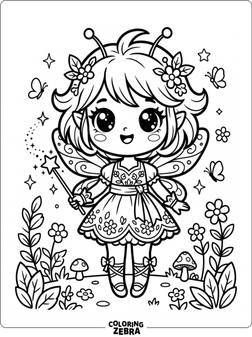 A cute kawaii fairy with tiny wings
