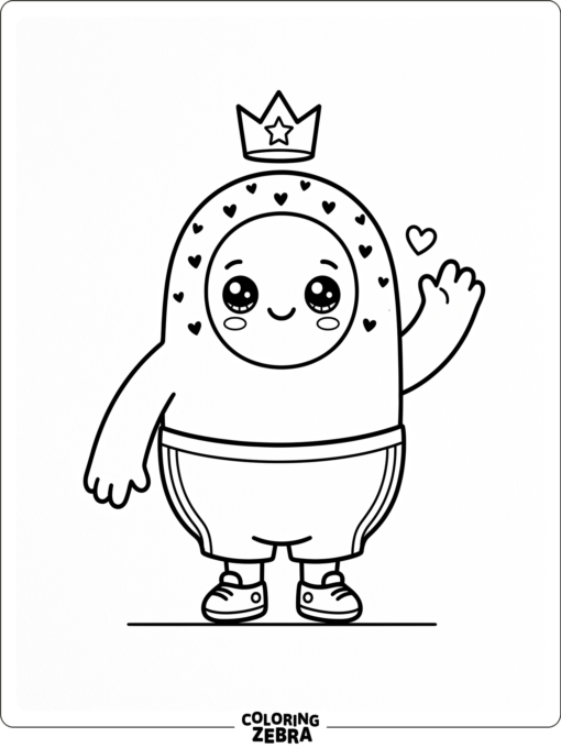 Cute kawaii Fall Guys bean with big eyes