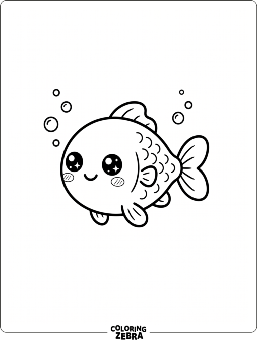 A kawaii fish with blush cheeks and sparkly eyes