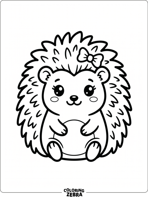 A kawaii hedgehog with rosy cheeks and a bow