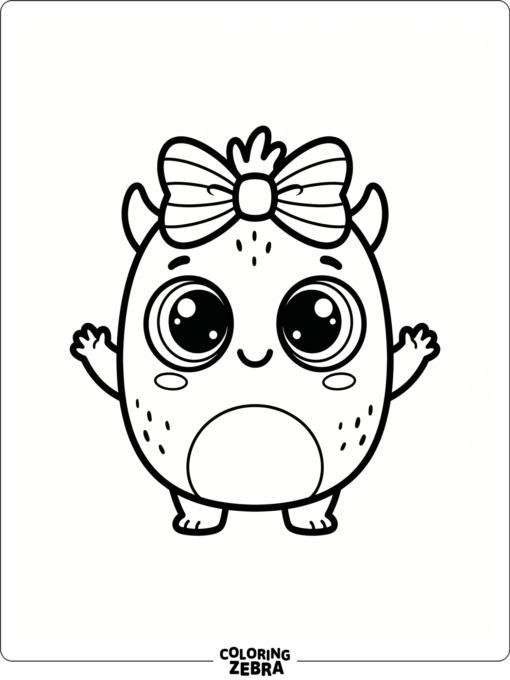A tiny smiling monster with big eyes
