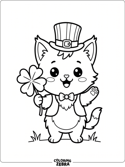 Kawaii cat dressed for St. Patrick's Day