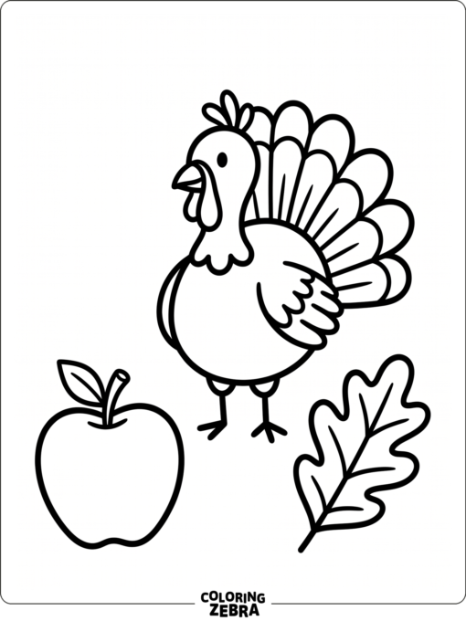 A simple turkey with an apple and leaf shapes