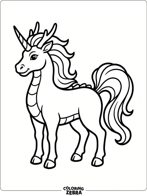 A kirin with deer legs and a flowing tail