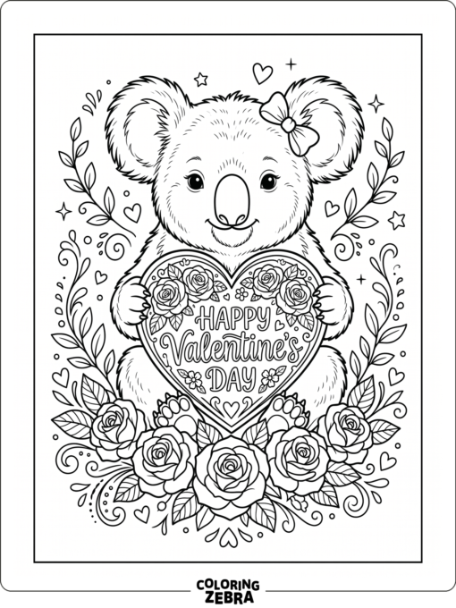A koala holding a heart