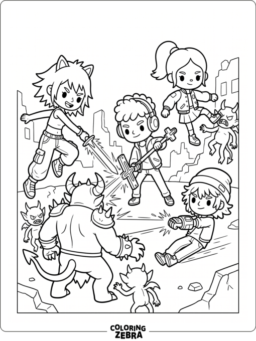 Kpop Demon Hunters inspired Toca Boca heroes with action poses