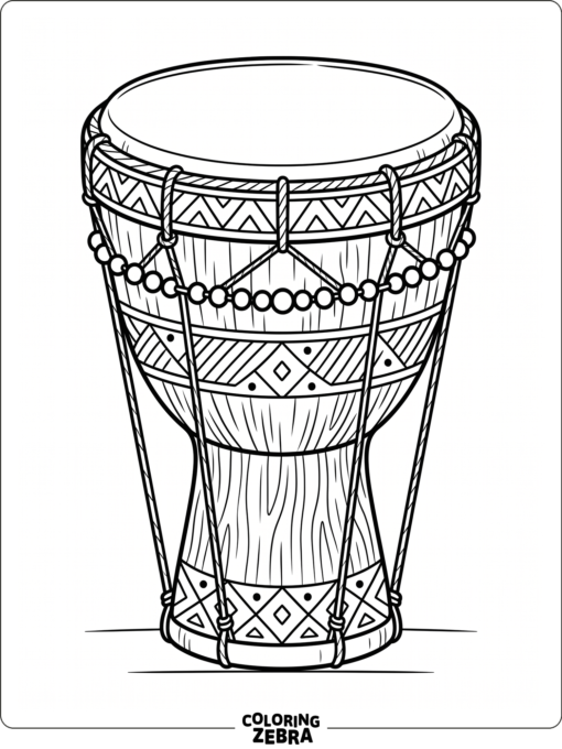 Kwanzaa drum with carved details and beads