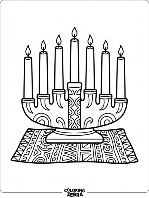 Kinara with seven candles on a cloth base