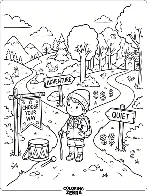 A child choosing between two paths
