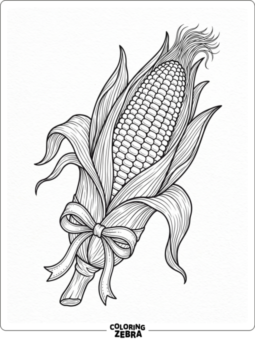 Corn with husk and a small ribbon accent