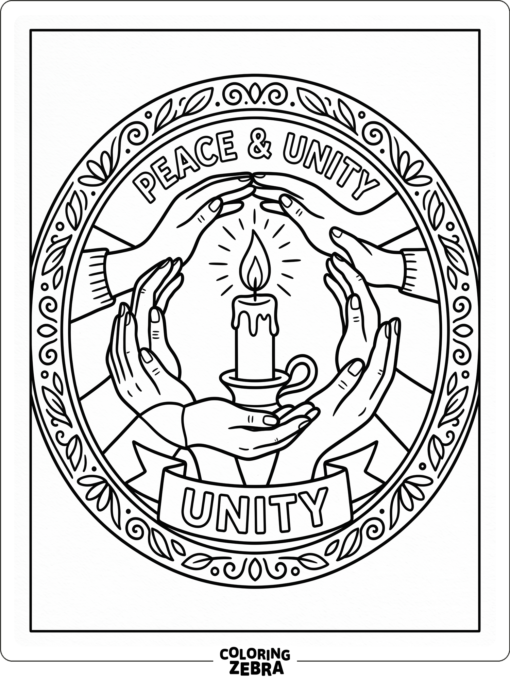 Unity symbol with hands and a candle